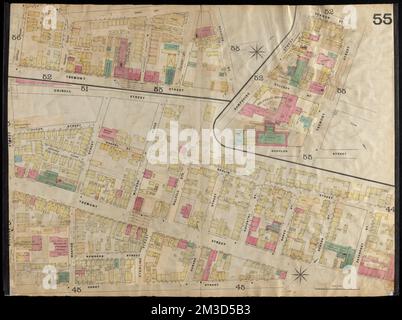 Insurance maps of Boston volume two : plate 55 , Fire risk assessment, Massachusetts, Boston, Maps, Roxbury Boston, Mass., Maps Norman B. Leventhal Map Center Collection Stock Photo