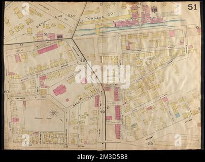 Insurance maps of Boston volume two : plate 51 , Fire risk assessment, Massachusetts, Boston, Maps, Roxbury Boston, Mass., Maps Norman B. Leventhal Map Center Collection Stock Photo