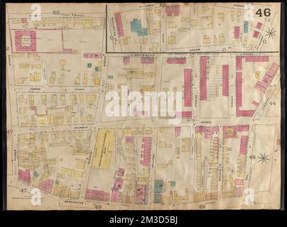 Insurance maps of Boston volume two : plate 46 , Fire risk assessment, Massachusetts, Boston, Maps, Roxbury Boston, Mass., Maps Norman B. Leventhal Map Center Collection Stock Photo