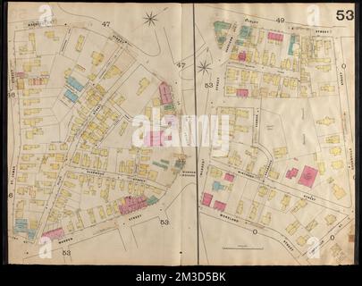 Insurance maps of Boston volume two : plate 53 , Fire risk assessment, Massachusetts, Boston, Maps, Roxbury Boston, Mass., Maps Norman B. Leventhal Map Center Collection Stock Photo