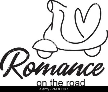 Scooter love line art vector logo design Stock Vector