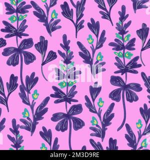 Vector seamless pattern with abstract hand drawn romantic floral elements for design and textile.  Stock Vector