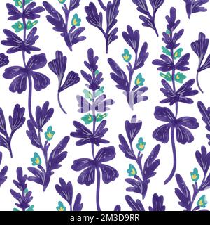 Vector seamless pattern with abstract hand drawn romantic floral elements for design and textile.  Stock Vector
