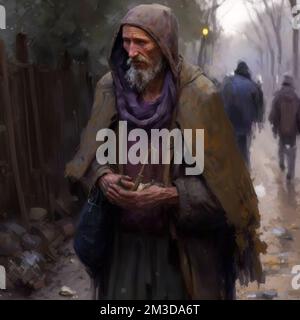 Medieval Homeless Vintage mythological illustration Stock Photo - Alamy