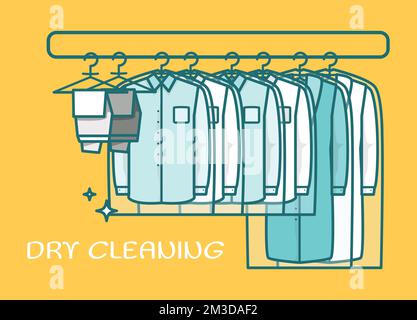 Dry cleaning laundry service vector flat banner Stock Vector