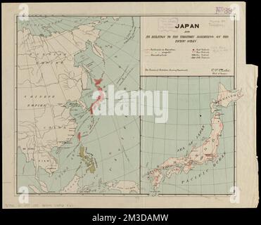 Japan and its relation to the territory bordering on the Pacific Ocean , Coal, Japan, Maps, Rice, Japan, Maps, Silk, Japan, Maps, Tea, Japan, Maps, Japan, Maps Norman B. Leventhal Map Center Collection Stock Photo