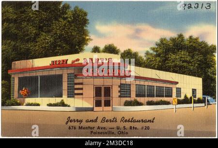 Jerry and Bert's Restaurant, 676 Mentor Ave. -- U.S. Rte. #20, Painesville, Ohio , Restaurants, Tichnor Brothers Collection, postcards of the United States Stock Photo