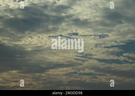 blue sky background with tiny clouds Stock Photo