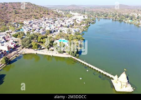 Aerial View of Narsinghgarh Fort and surrounding areas located in Madhya Pradesh, India Stock Photo