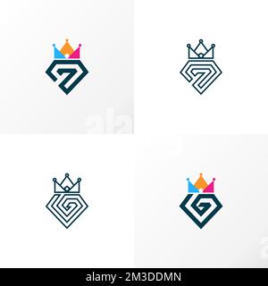 simple Crown and pentagon like letter G font image graphic icon logo design abstract concept vector stock. symbol related to king or queen. Stock Vector