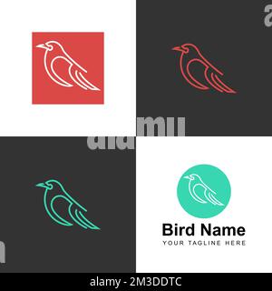 Unique bird in line art image graphic icon logo design abstract concept vector stock. Can be used as a symbol related to animal or illustration Stock Vector