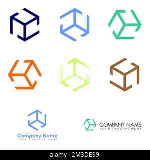 various basic shape of box image graphic icon logo design abstract concept vector stock. Can be used as a symbol related to 3D hexagon. Stock Vector