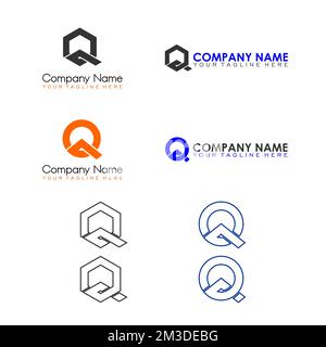 letter or word Q font in circle and hexagon image graphic icon logo design abstract concept vector stock. related to initial or monogram Stock Vector