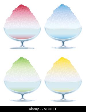 Vector Shaved Ice Illustration Set Isolated On A White Background. Stock Vector