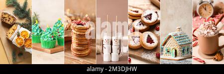 Set of traditional Christmas desserts on table Stock Photo