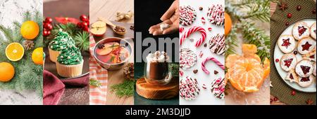 Collection of traditional Christmas desserts on table Stock Photo