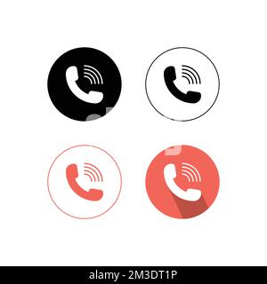 Phone icon vector. Home Line Phone Icon Collection in 4 Styles vector illustration. Stock Vector