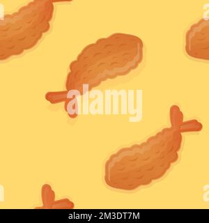 Japanese Tempura seamless pattern. Asian food illustration in cartoon style Stock Vector