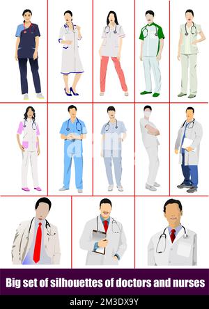 Big set of Medical doctors and nurse. Vector illustration Stock Vector ...