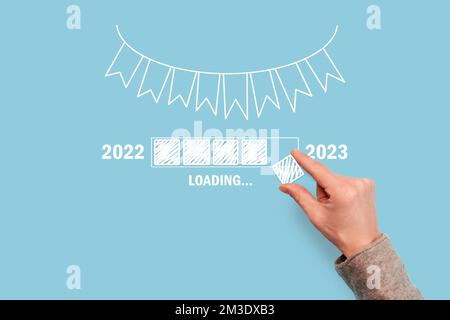 loading panel from the old to the new year 2023. Stock Photo