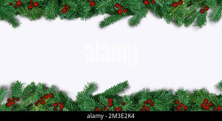 Holly and berries border on a white background Stock Photo - Alamy