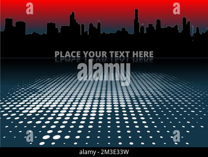 Abstract city panorama with dots. 3d Vector illustration Stock Vector
