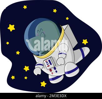 beautiful dinosaur conquers space in his spacesuit Stock Vector