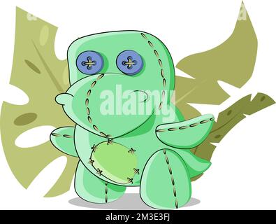 Beautiful knitted green toy dinosaur Stock Vector