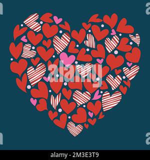 Red Rose and Hearts with Happy Valentines Day Message. Vector ...