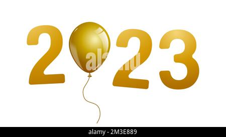 Happy New Year 2023 text design. Happy new year 2023 banner. The new year 2023 background. 2023 celebrations. Brochure design template, card, banner. Stock Photo