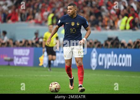 Kylian MBAPPE (FRA), action, single action, single image, cut out, full body shot, full figure semi-finals, semi-final game 62, France (FRA) - Morocco (MAR) 2-0, on December 14th, 2022, Al Bayt Stadium Football World Cup 20122 in Qatar from 20.11. - 18.12.2022 ? Stock Photo