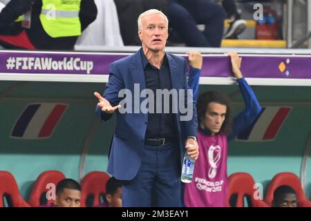 coach Didier DESCHAMPS (FRA), gesture, gives instructions, single image, cut single motif, half figure, half figure. Semi-final, semi-final game 62, France (FRA) - Morocco (MAR) 2-0, on December 14th, 2022, Al Bayt Stadium Football World Cup 20122 in Qatar from November 20th. - 18.12.2022 ? Stock Photo