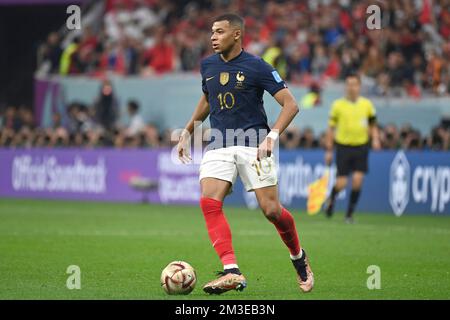 Kylian MBAPPE (FRA), action, single action, single image, cut out, full body shot, full figure semi-finals, semi-final game 62, France (FRA) - Morocco (MAR) 2-0, on December 14th, 2022, Al Bayt Stadium Football World Cup 20122 in Qatar from 20.11. - 18.12.2022 ? Stock Photo