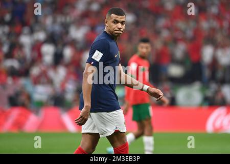 Kylian MBAPPE (FRA), action, single image, cut single motif, half figure, half figure. Semi-final, semi-final game 62, France (FRA) - Morocco (MAR) 2-0, on December 14th, 2022, Al Bayt Stadium Football World Cup 20122 in Qatar from November 20th. - 18.12.2022 ? Stock Photo