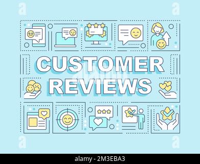 Customer reviews word concepts blue banner Stock Vector