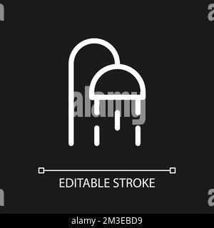 Public shower option pixel perfect white linear ui icon for dark theme Stock Vector