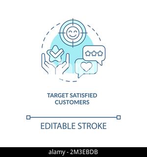 Target satisfied customers turquoise concept icon Stock Vector
