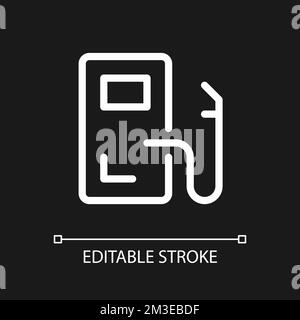Gas station location pixel perfect white linear ui icon for dark theme Stock Vector