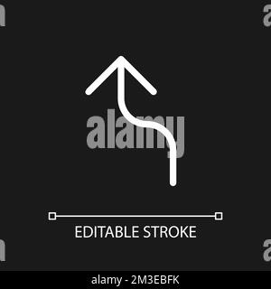 Left reverse turn arrow pixel perfect white linear ui icon for dark theme Stock Vector