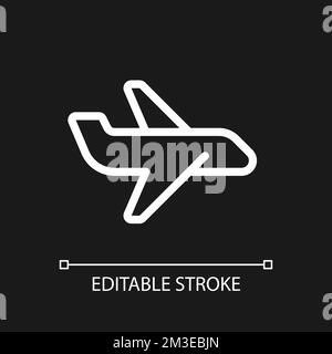 Airliner pixel perfect white linear ui icon for dark theme Stock Vector