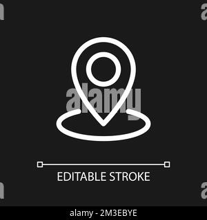 Dropping pin point pixel perfect white linear ui icon for dark theme Stock Vector
