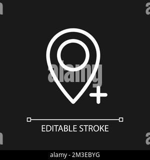 Add place to map pixel perfect white linear ui icon for dark theme Stock Vector