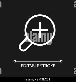 Magnifier with plus for map pixel perfect white linear ui icon for dark theme Stock Vector