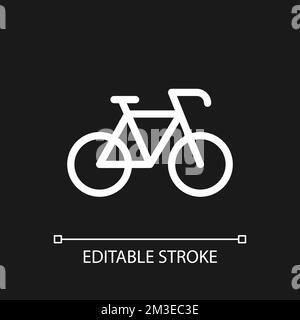 Bicycle pixel perfect white linear ui icon for dark theme Stock Vector
