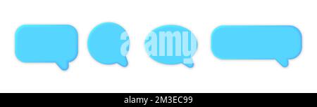 Set of four 3D blue speech bubble icons, isolated on white background. 3D Chat icon set. eps 10 Stock Vector