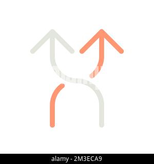 Highway intersection ahead arrows flat color ui icon Stock Vector