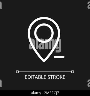 Remove pin from map pixel perfect white linear ui icon for dark theme Stock Vector