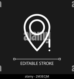 Wrong pin location pixel perfect white linear ui icon for dark theme Stock Vector