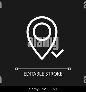 Reaching pinned destination pixel perfect white linear ui icon for dark theme Stock Vector