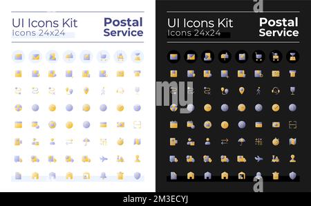 Mail service flat gradient two-color ui icons set for dark, light mode Stock Vector